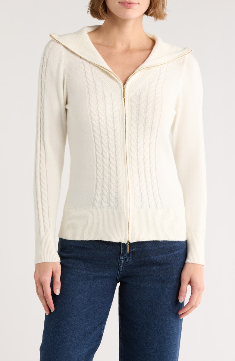 CYRUS Double Zip Cardigan, Main, color, Cream