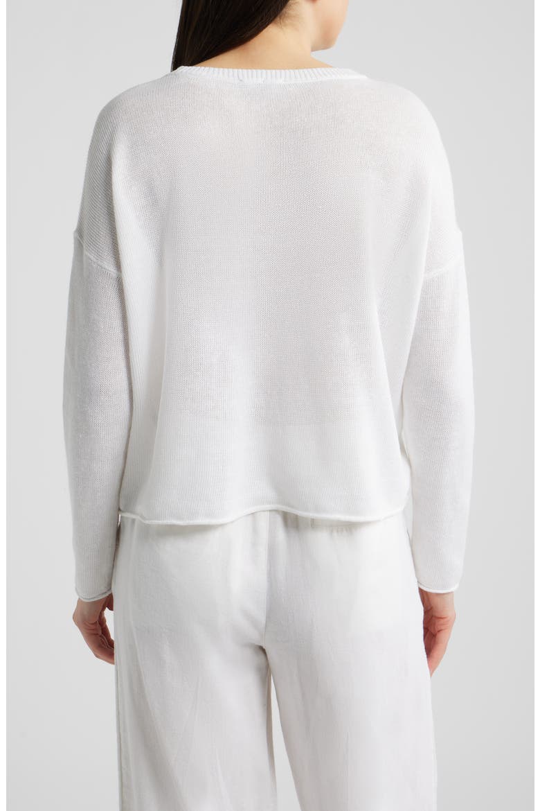 Crewneck Organic Linen & Organic Cotton Sweater, Alternate, color, WHITE