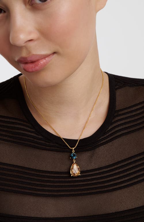 Ted Baker Tearsa Crystal Teardrop Pendant Necklace In Orange