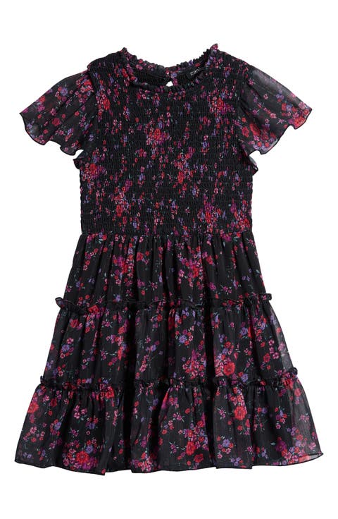 Kids' Metallic Flutter Sleeve Smocked Party Dress (Little Kid & Big Kid)