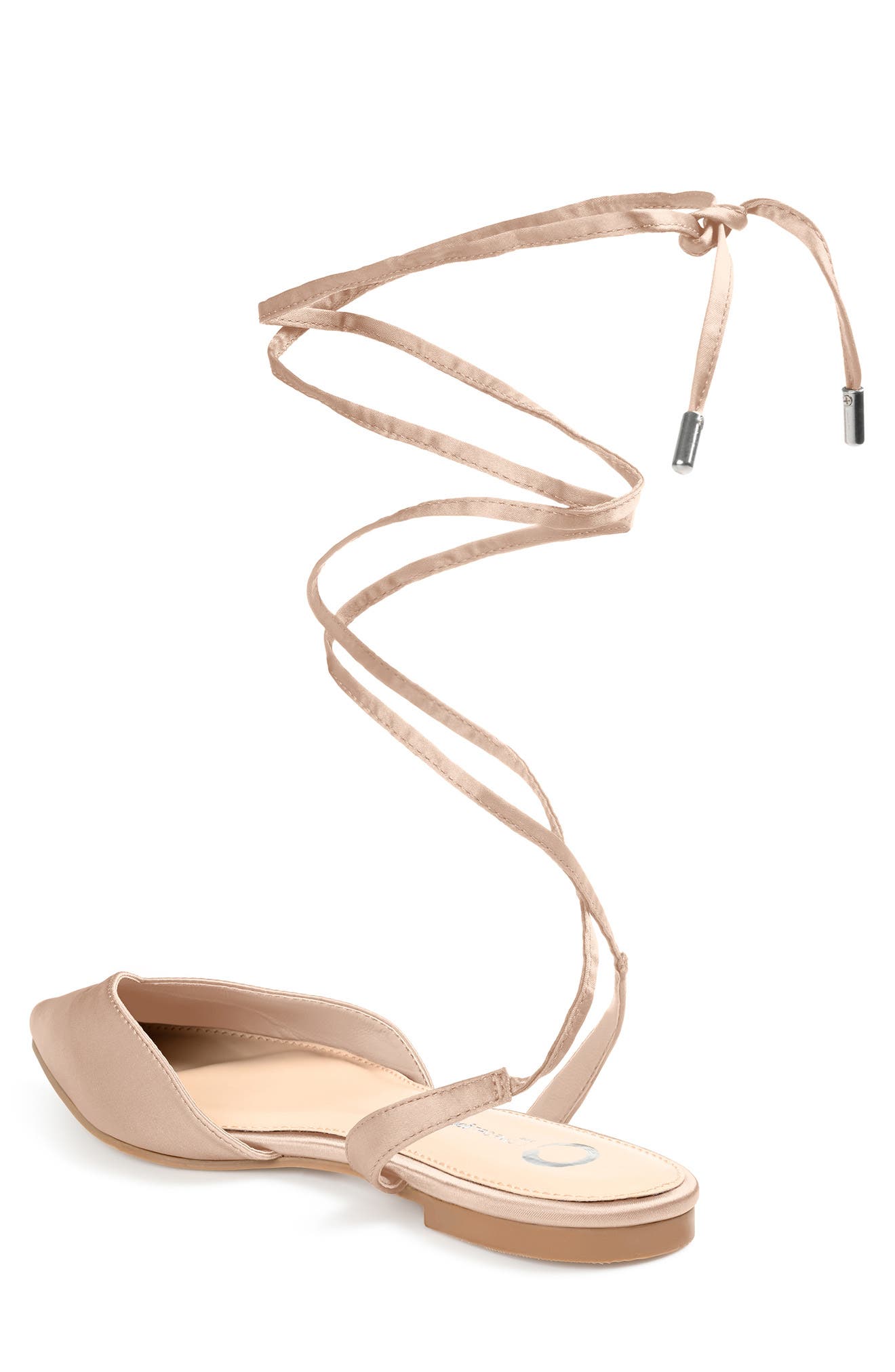 Lace-up Pointed-toe Flat, Alternate, color, NUDE