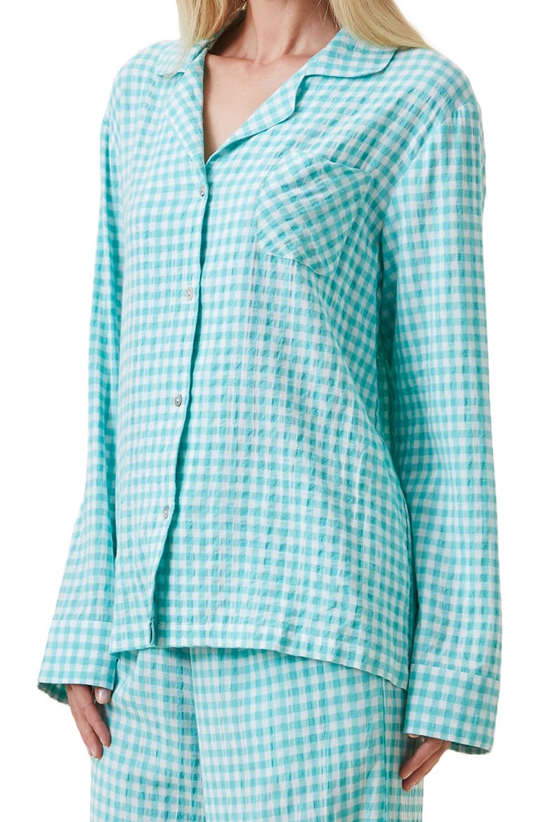 Seersucker Gingham Pajamas, Alternate, color, BLUE TURQUOISE