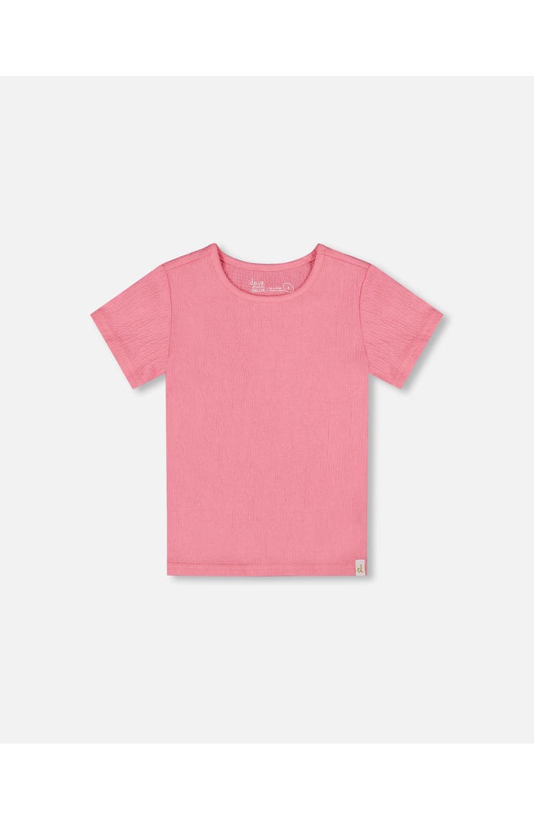 Deux par Deux Baby Girl's Crinkle Short Sleeve Top Candy Pink, Main, color, Candy Pink