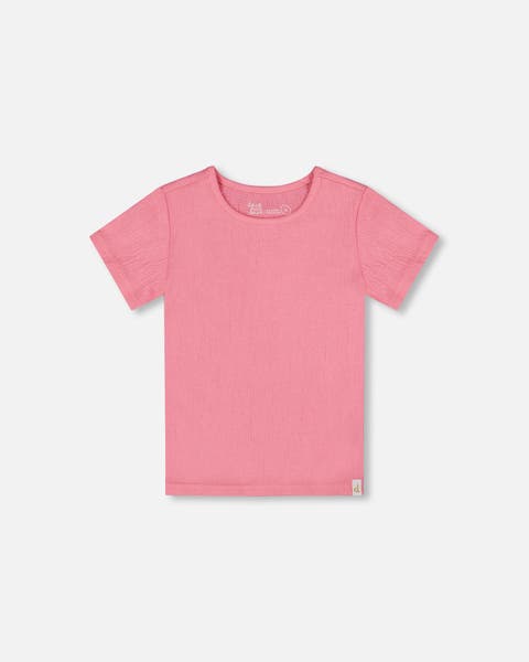 Baby Girl's Crinkle Short Sleeve Top Candy Pink