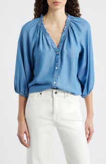 beachlunchlounge Winslow Chambray Peasant Top