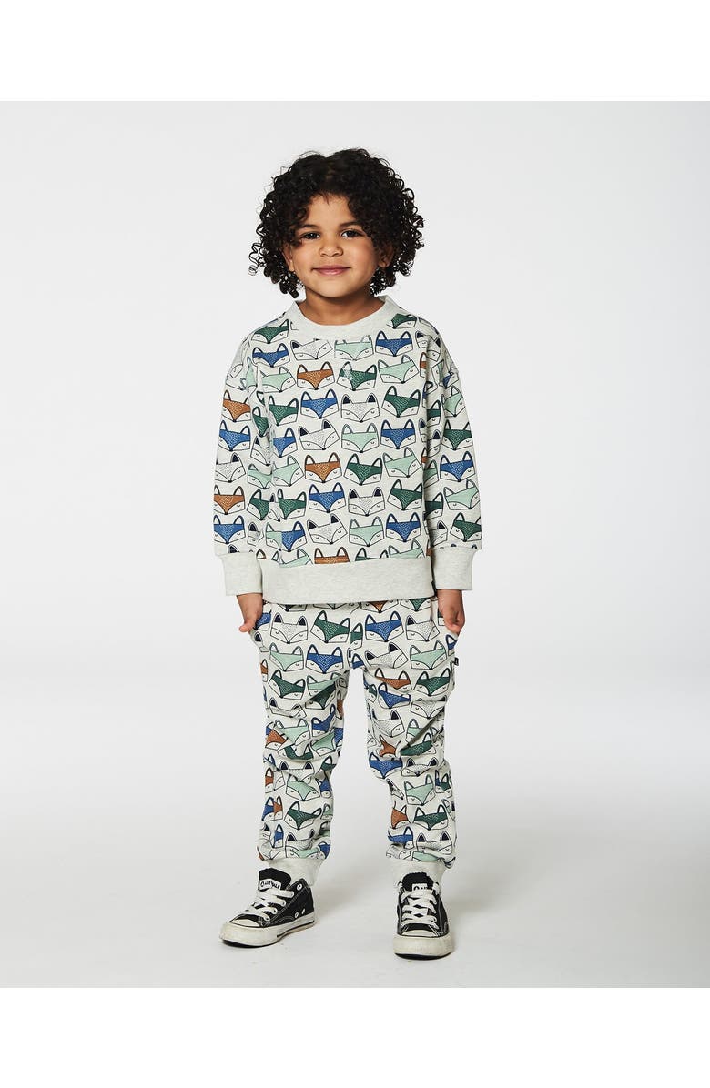 Deux par Deux Little Boy's Printed Fox Fleece Sweatshirt Gray Mix, Alternate, color, 