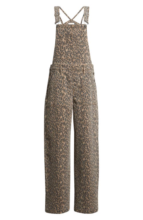 Hidden Jeans Cheetah Print Baggy Overalls In Brown