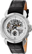 Heritor Automatic Conrad Skeleton Leather-Band Watch