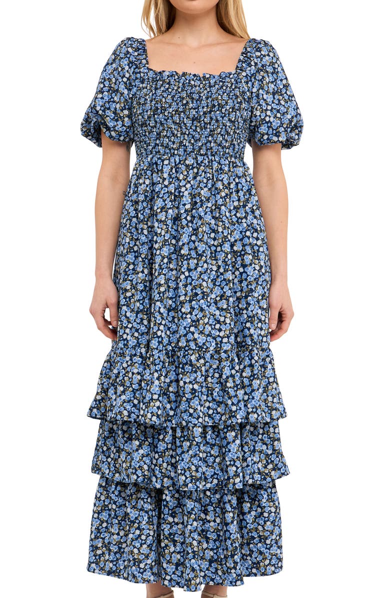 English Factory Floral Smocked Maxi Dress, Alternate, color,