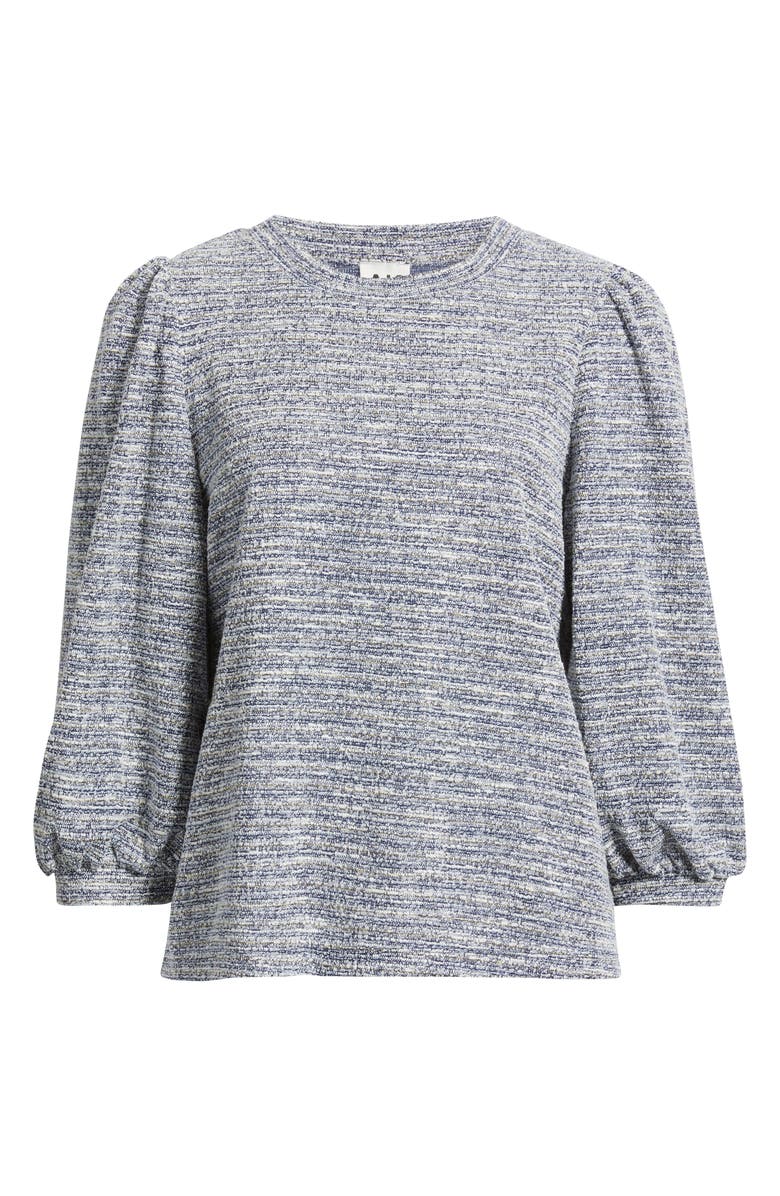 AK ANNE KLEIN Balloon Sleeve Knit Top, Alternate, color, Distant Mountain / White Dove