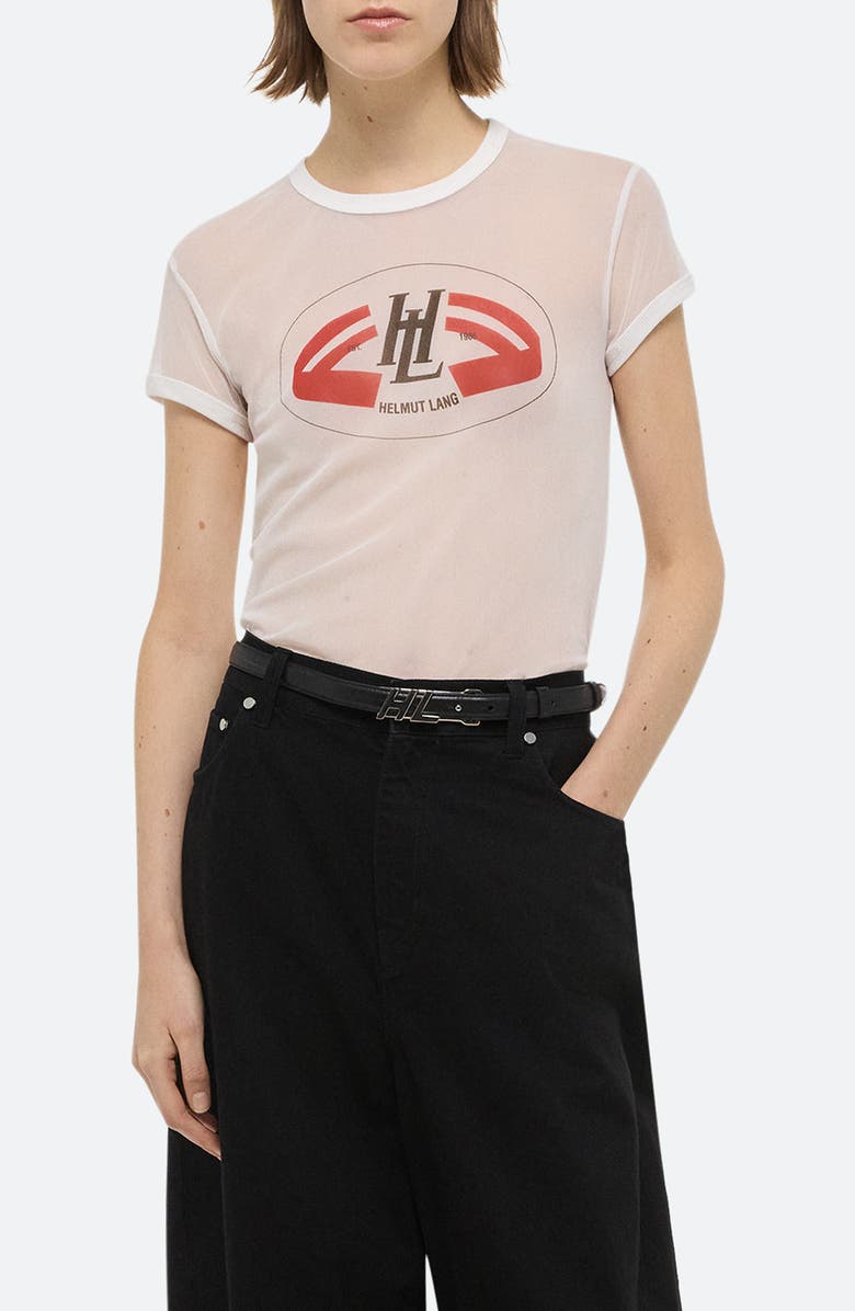 Helmut Lang Slim Fit Sheer Mesh Graphic T-Shirt, Main, color, 