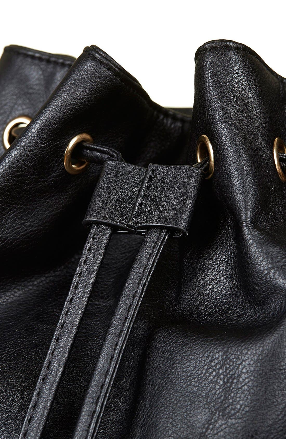 Snakeskin Pocket Faux Leather Backpack, Alternate, color, BLACK