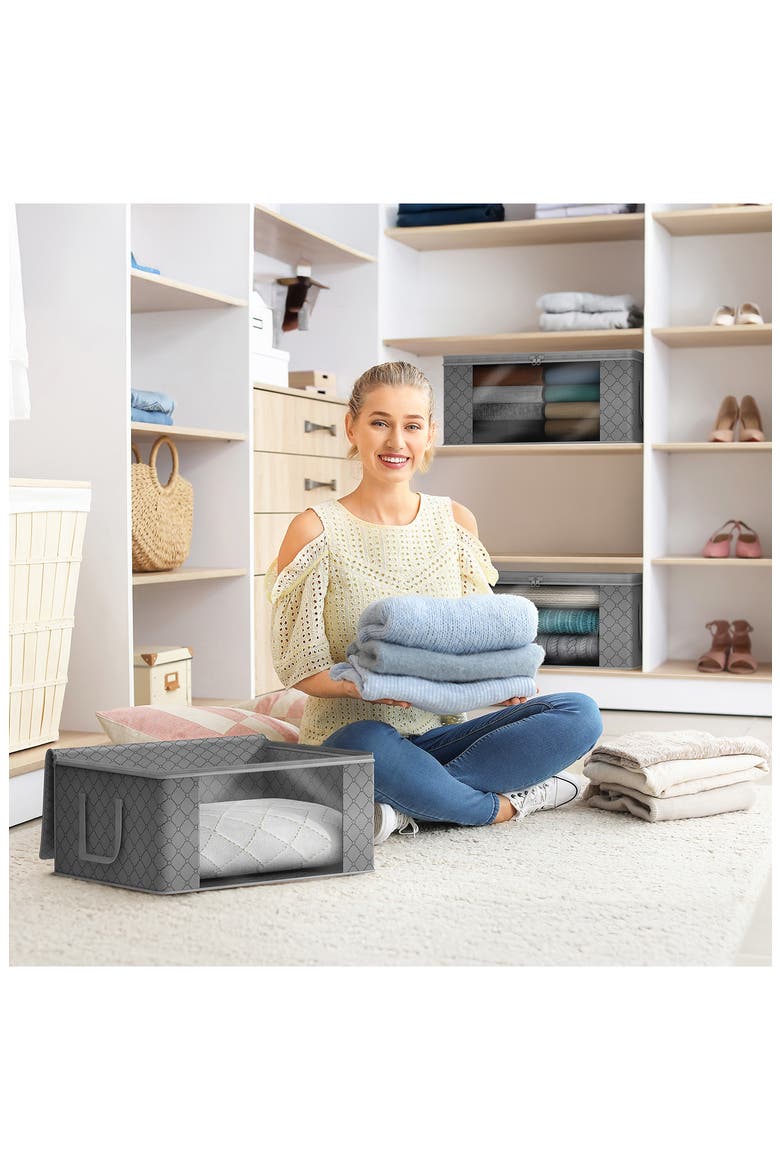 8-Pack Medium Foldable Storage Bins, Alternate, color, GRAY