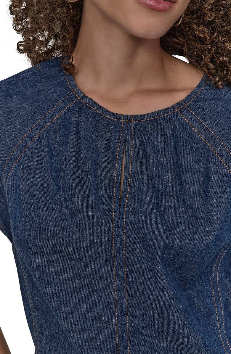 DKNY Seamed Denim Top, Alternate, color, Crosby Wash
