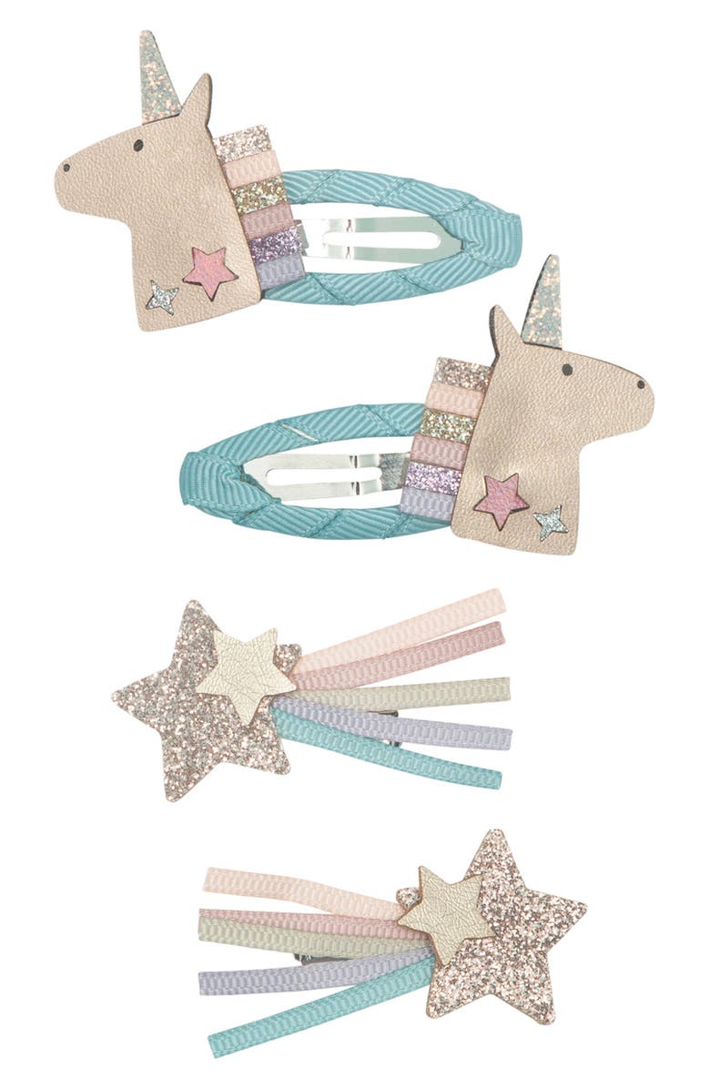 Mimi & Lula Kids' 4-Pack Unicorn Hair Clips, Main, color,