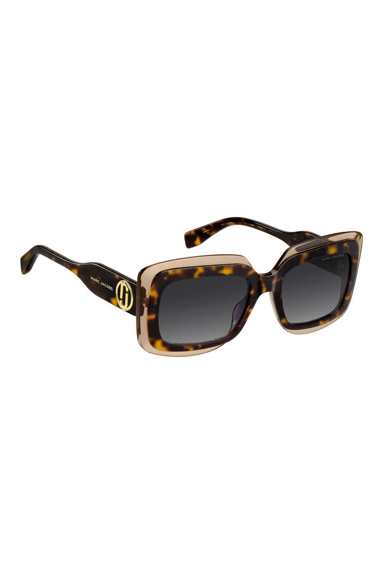 54mm Rectangular Sunglasses, Alternate, color, HAVANA BEIGE/ DARK GREY SF