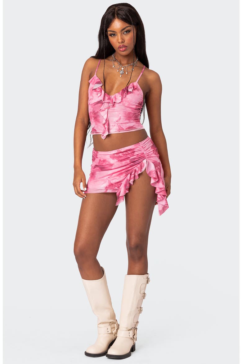Wanda Ruffle Trim Crop Camisole, Alternate, color, PINK