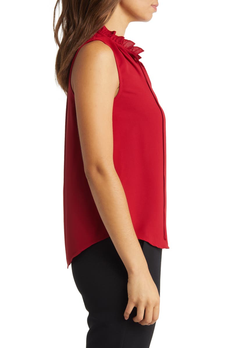 Anne Klein Ruffle Collar Sleeveless Blouse, Alternate, color, Titan Red