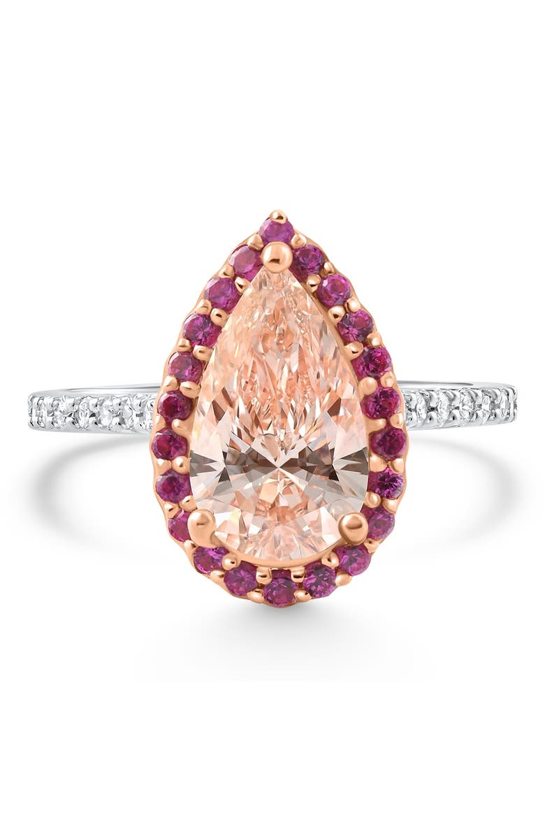Certified Fancy Vivid Pink Pear Diamond Engagement Ring 14k & Gold, Main, color, 14k White Gold