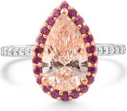 Bliss Diamond Certified Fancy Vivid Pink Pear Diamond Engagement Ring 14k & Gold