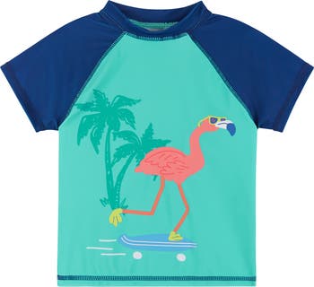 Flamingo Rashguard T-Shirt & Swim Shorts Set