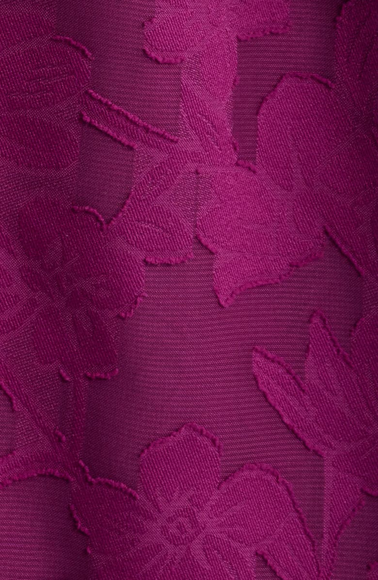 Anne Klein Floral Jacquard Asymmetric Tiered Midi Dress, Alternate, color, Beet