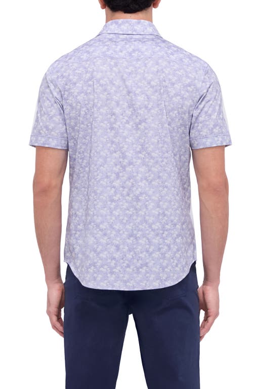 Bugatchi Miles Ooohcotton® Palm Tree Print Short Sleeve Button-up Shirt In Lilac