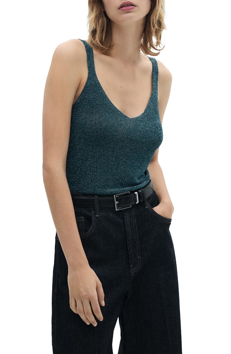 MANGO Sweater Tank, Main, color, Blue Green