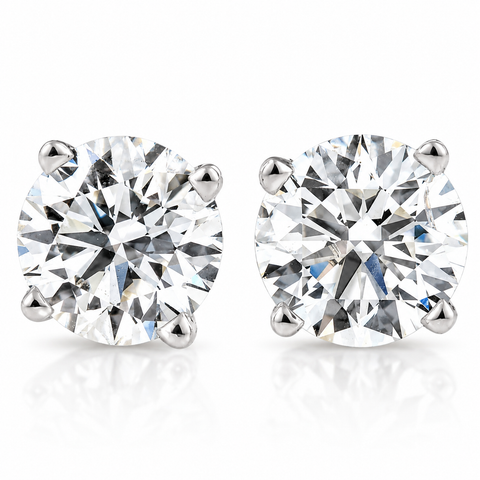 Certified 4 Ct TW Round Lab Grown Ideal Cut Screw Back Studs 14k Gold