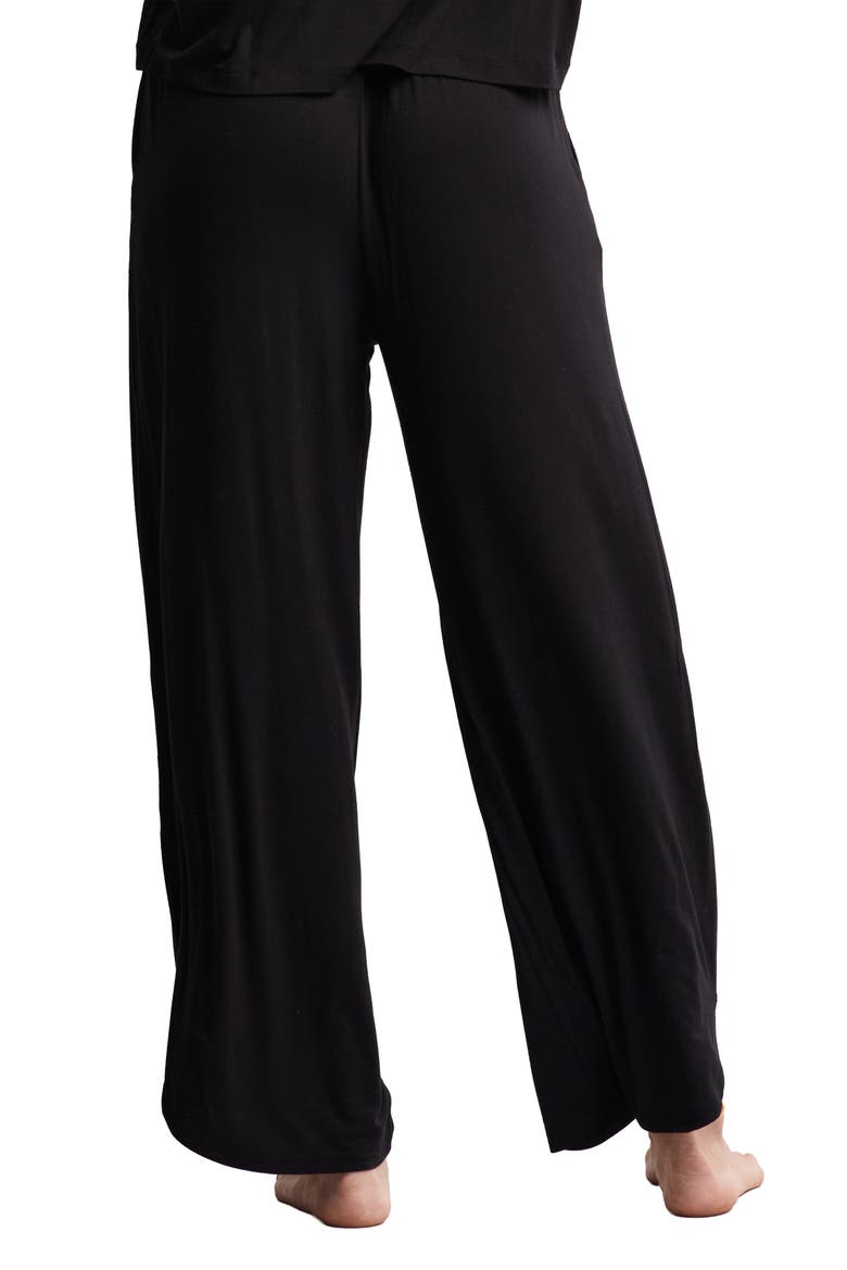 Jersey Crop Wide Leg Pants, Alternate, color, BLACK