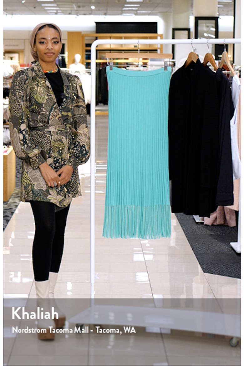 Textured Stripe Sheer Hem Midi Skirt video
