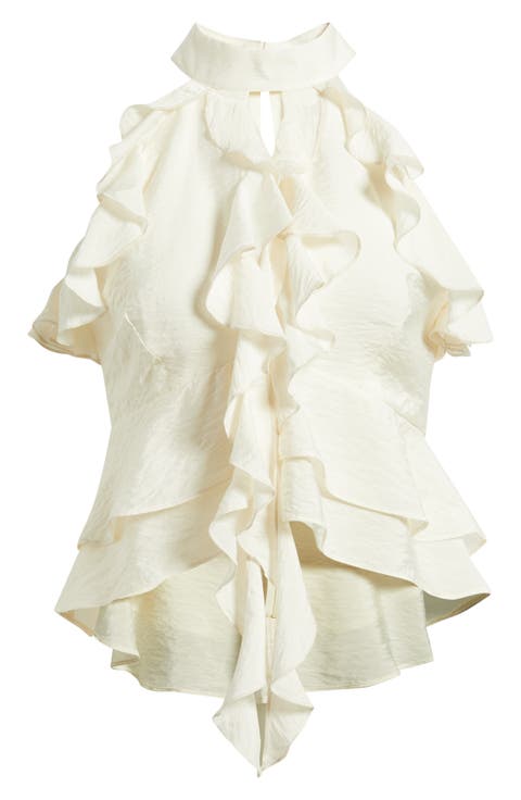 Ruffle Trim Halter Top