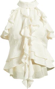 KITTENISH Ruffle Trim Halter Top