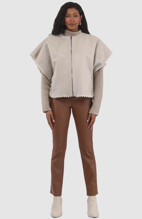 Gorski Reversible Collarless Shearling Lamb Jacket In White