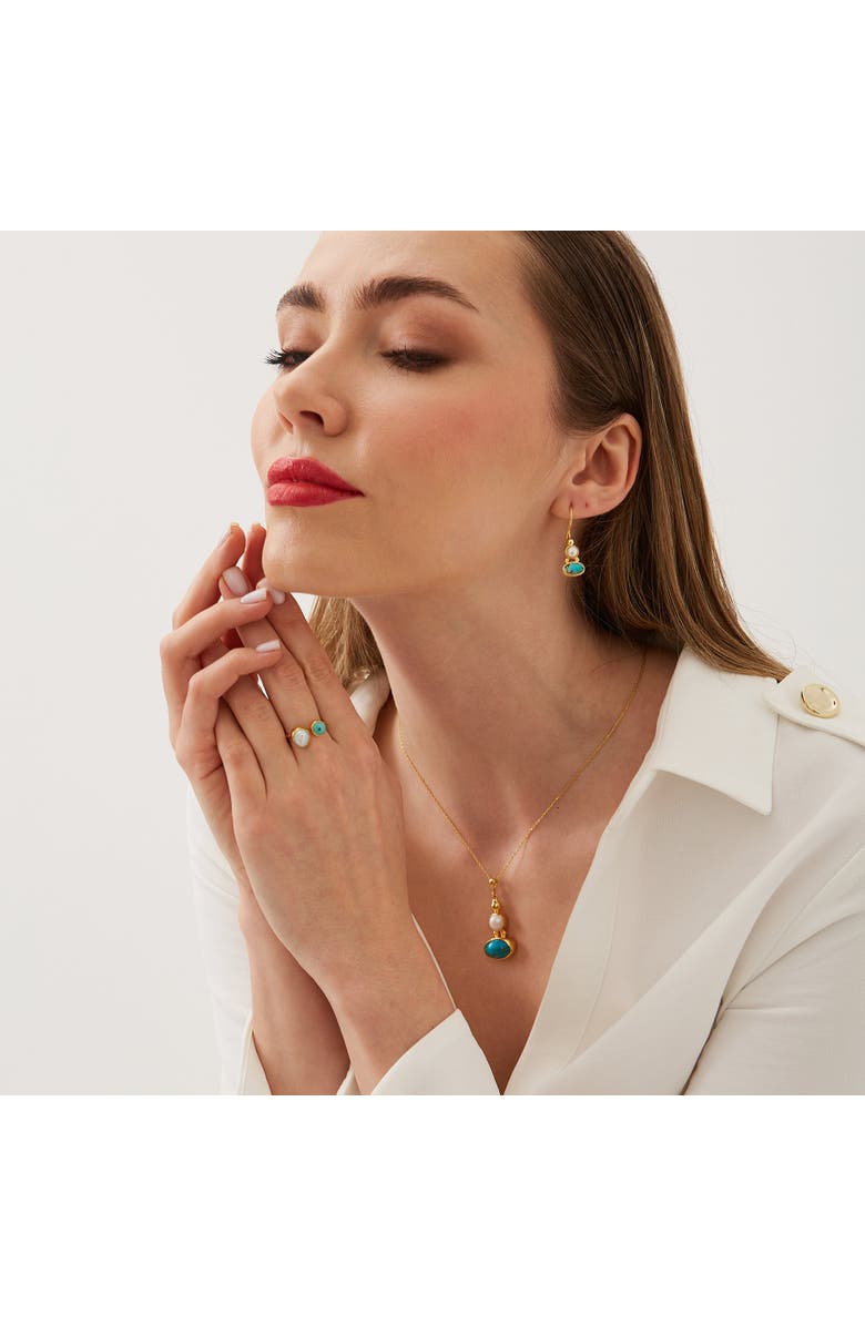 Spero London Turquoise Authentic Pendant Sterling Silver Gold Plated Necklace, Alternate, color, Gold