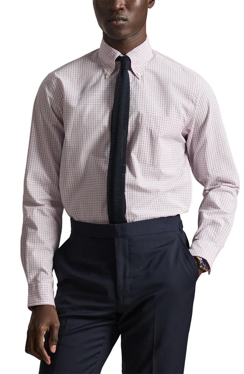 Polo Ralph Lauren Classic Fit Check Cotton Poplin Button-Down Shirt, Main, color, Pink Blue Multi