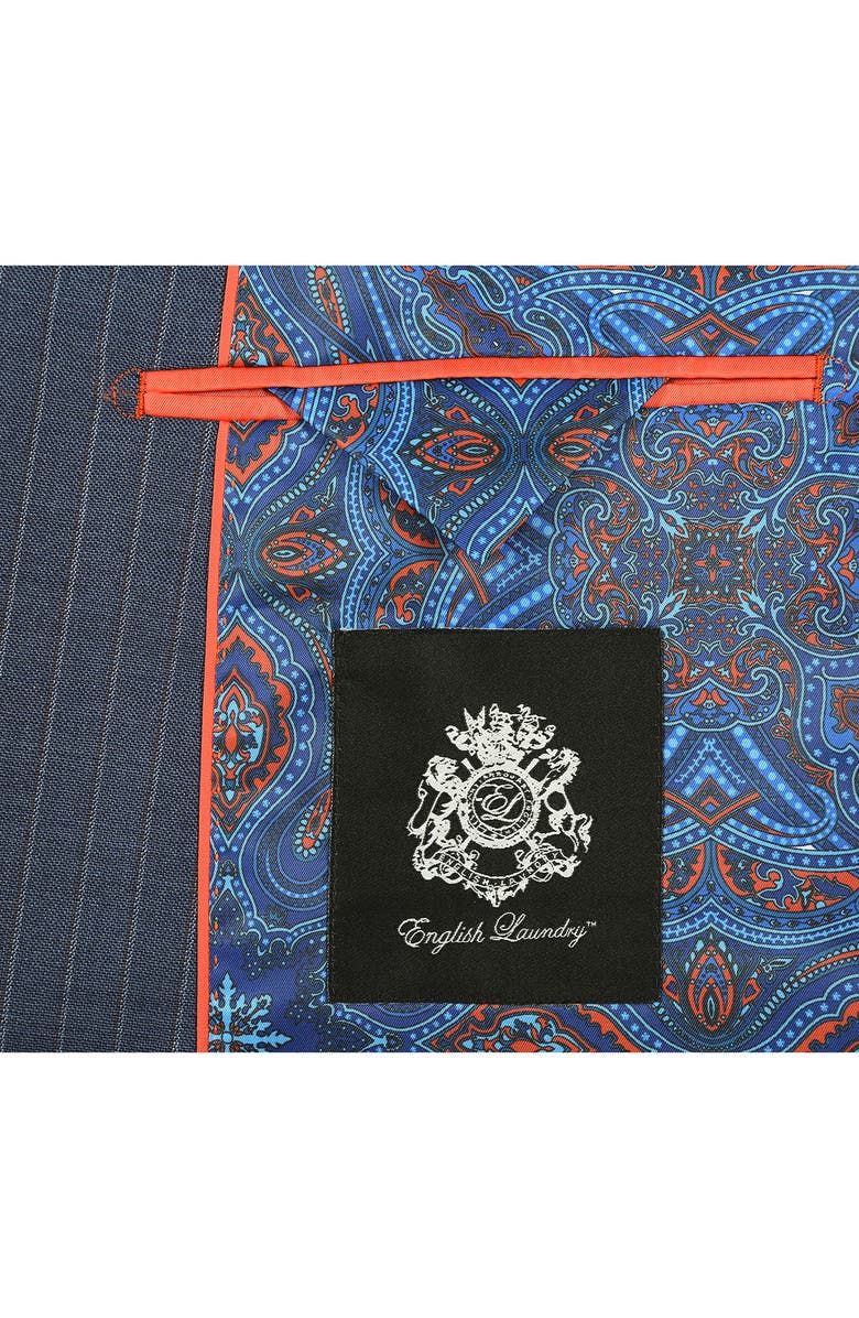 English Laundry Pinstripe Navy Wool Blend Suit, Alternate, color, Grey/ Blue