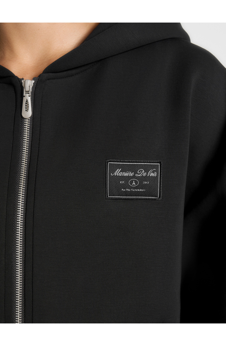 Manière De Voir Ray Unisex Neoprene Cropped Zip Hoodie, Alternate, color, Black