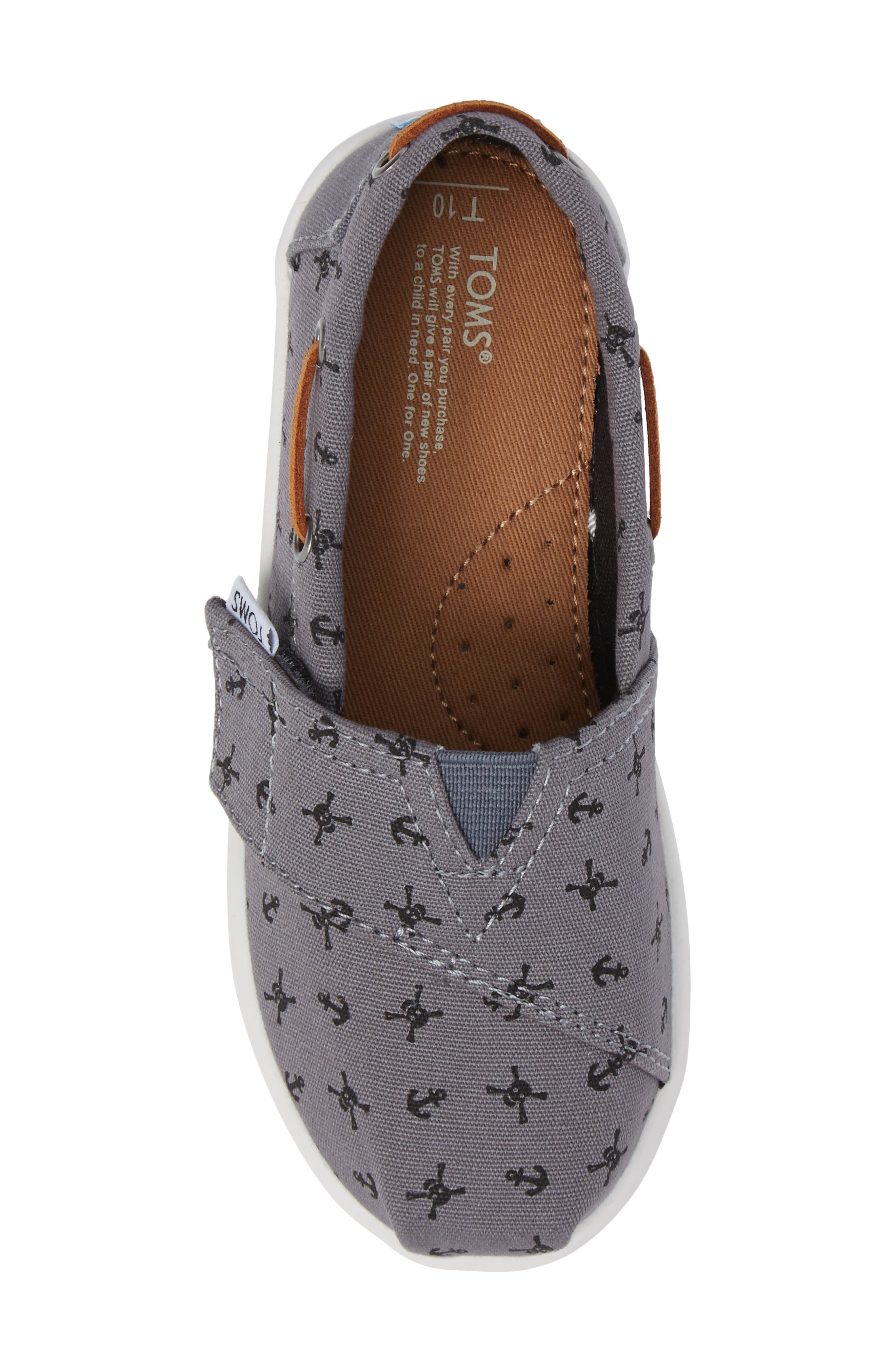 TOMS Bimini Print Slip-On, Alternate, color, Steel Grey Skulls Canvas