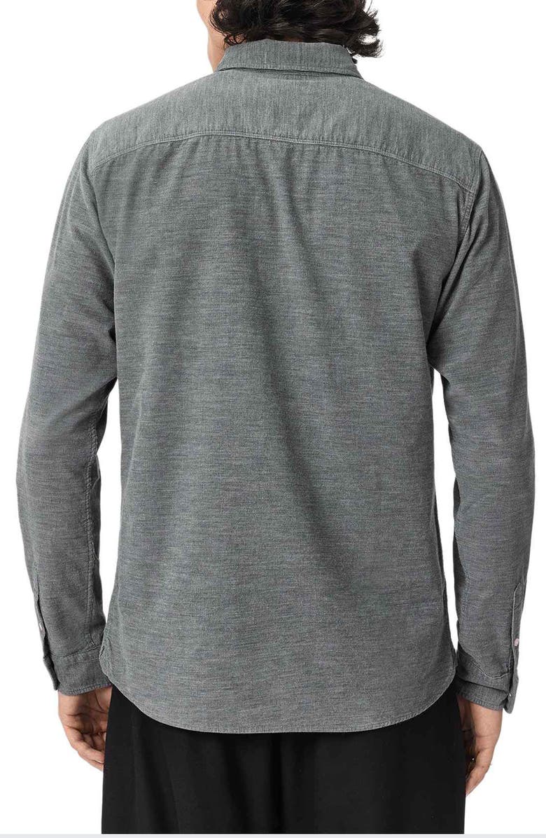 AllSaints Lorella Rib Cotton Button-Up Shirt, Alternate, color, Light Grey