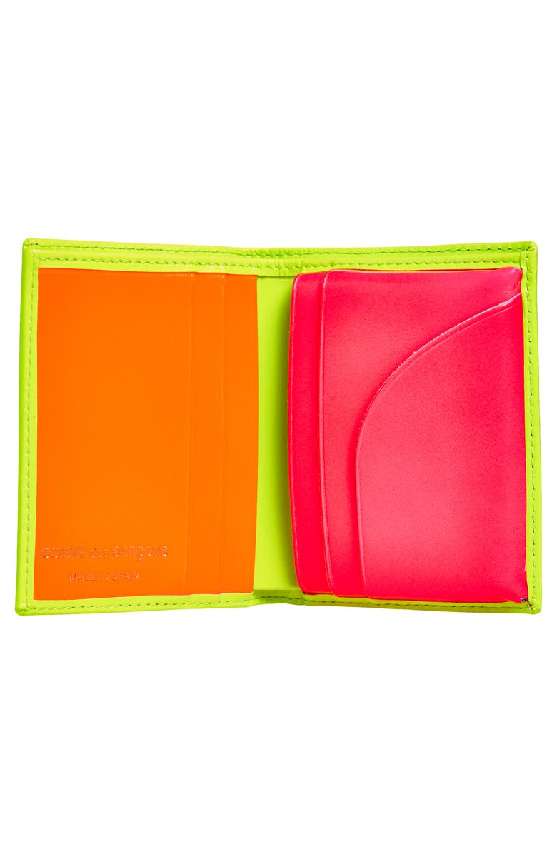 Comme des Garçons Wallets Super Fluorescent Leather Bifold Wallet, Alternate, color, Yellow/ Light Orange