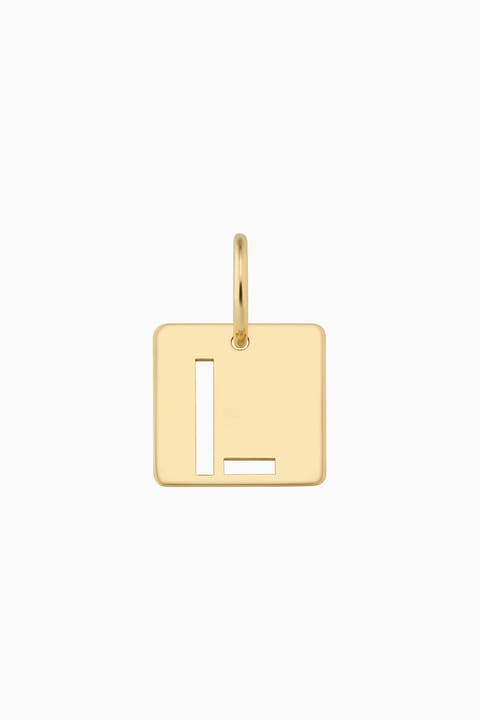 14K Yellow Gold Initial Tile Pendant Charm
