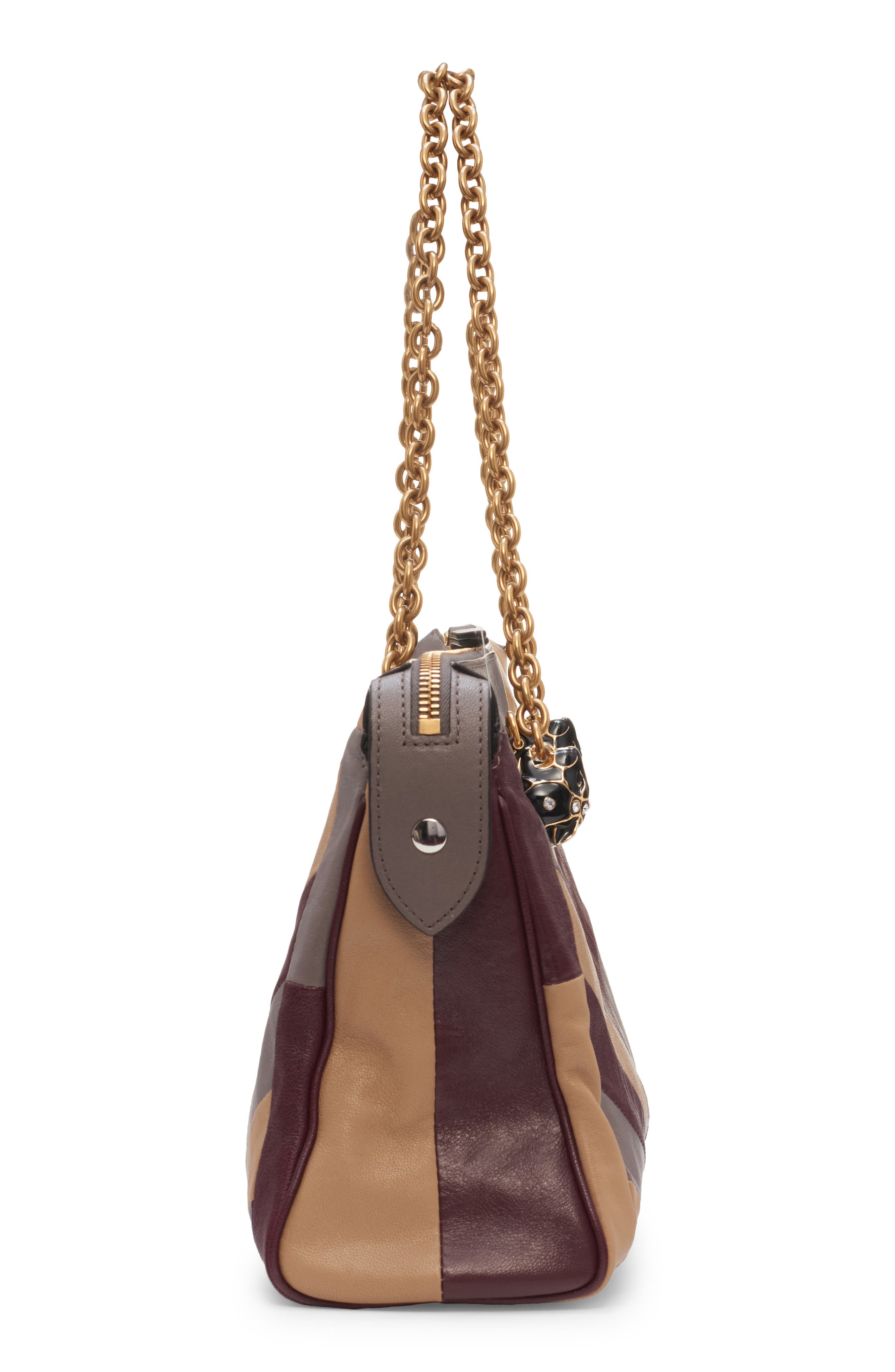 Panthea Medium Leather Shoulder Bag, Alternate, color, BEIGE MULTI