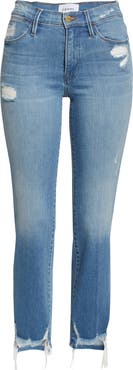 FRAME Le High Ripped Straight Leg Jeans