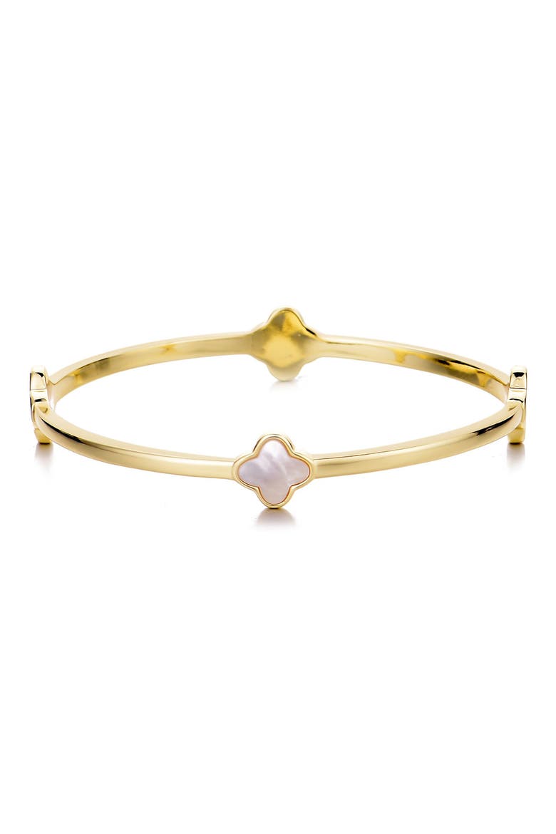 Mother of Pearl Clover Station Bangle, Alternate, color, GOLD