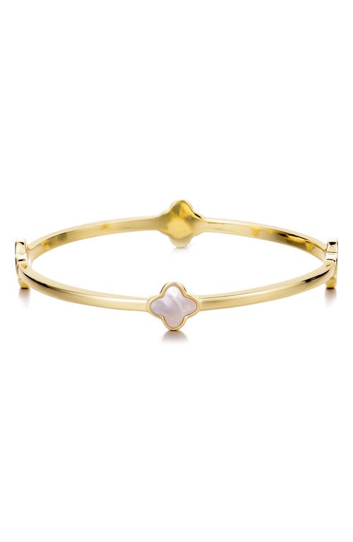 Adornia Mother Of Pearl Clover Station Bangle In Gold