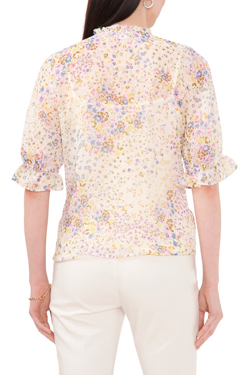 Chaus Floral Ruffle Edge Blouse, Alternate, color, Ivory/ Yellow 131