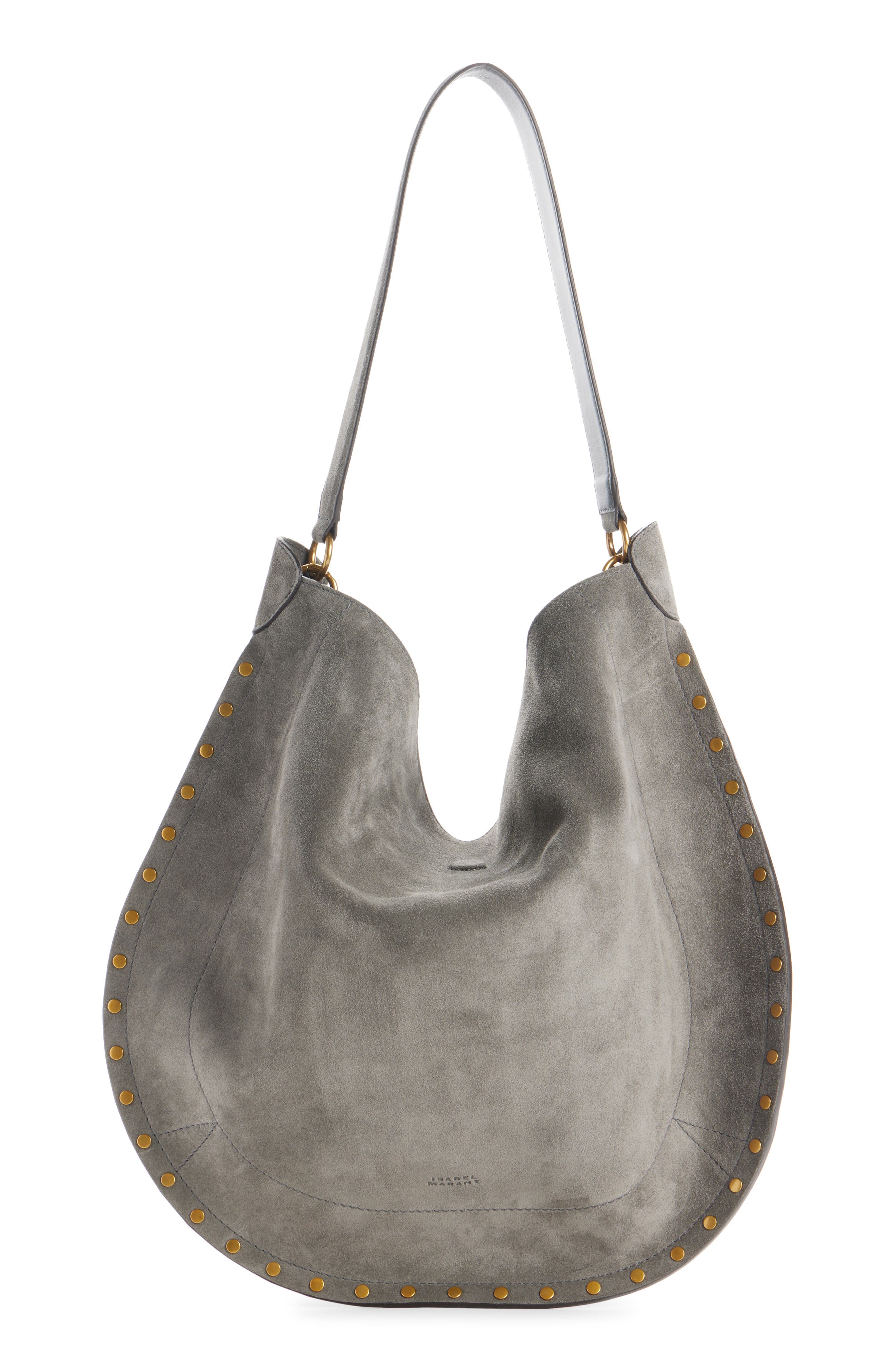 Isabel Marant Oskan Suede Hobo Bag, Main, color, Stone