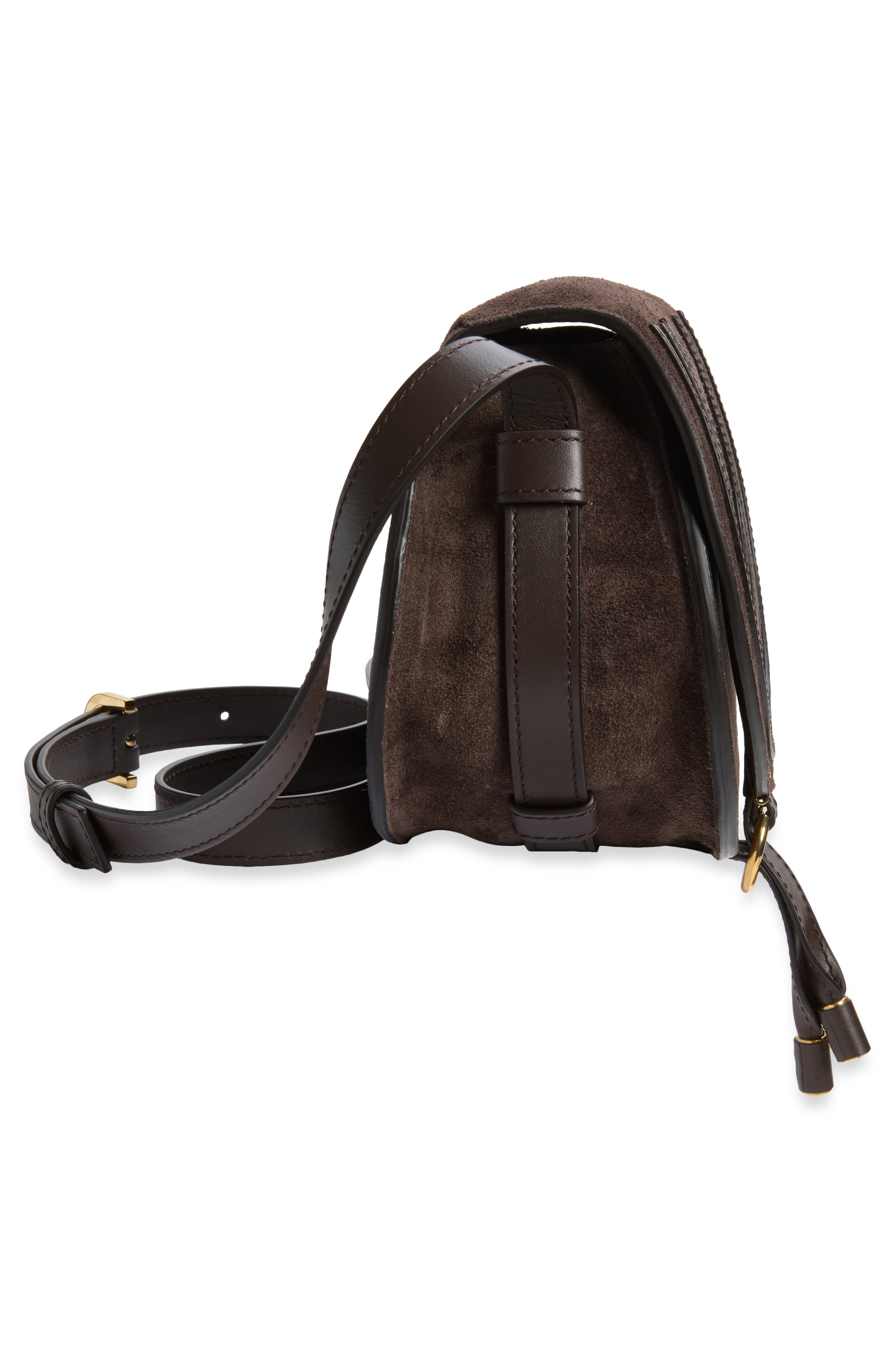 Chloé Small Marcie Suede Saddle Bag, Alternate, color, Brown