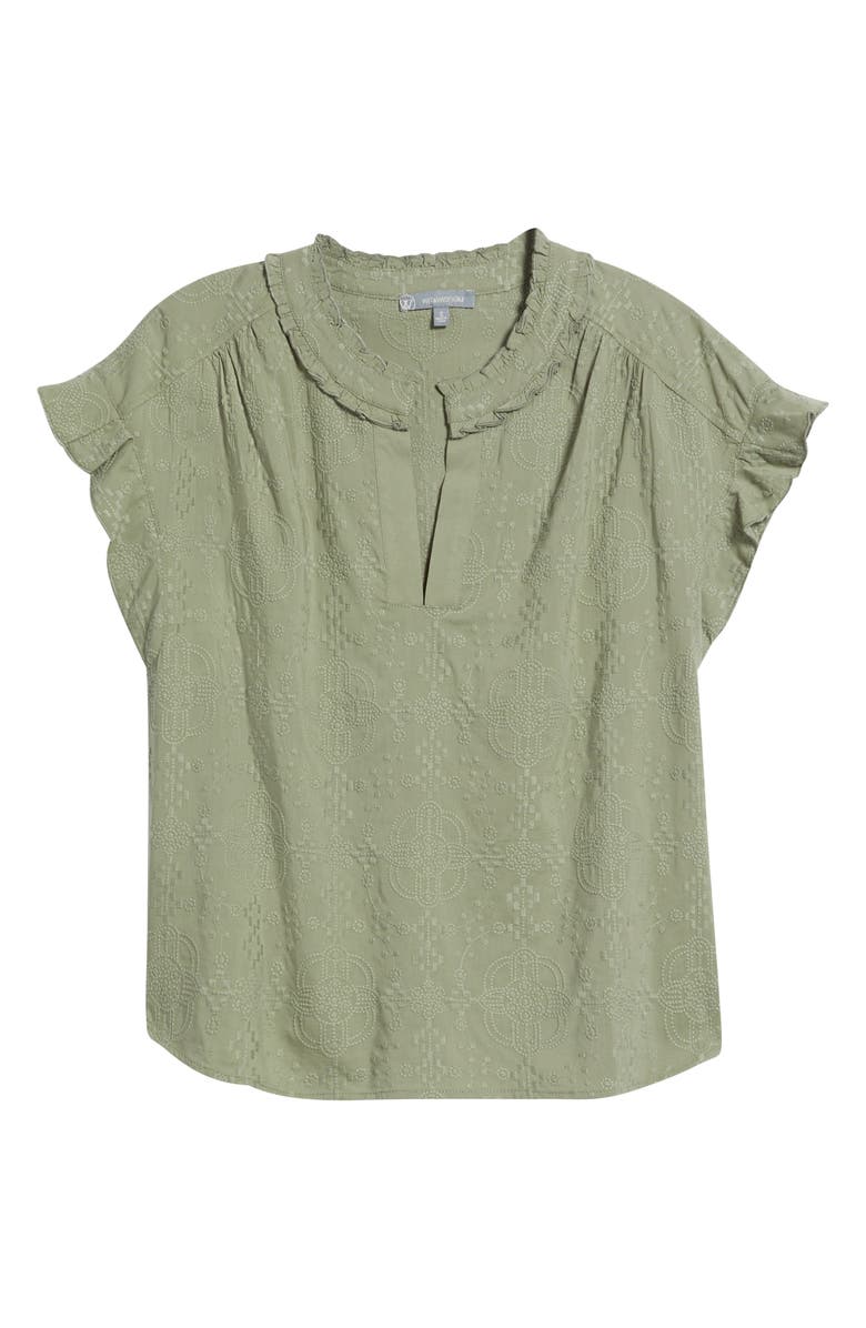 Wit & Wisdom Embroidered Split Neck Top, Alternate, color, Oregano
